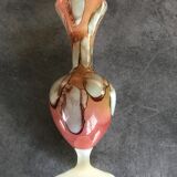 Vase soliflore in enamelled opaline decoration of pearly patterns 20 cm