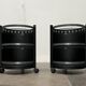 Postmodern German side tables in rolling metal and glass by D-Tec, 1980s, set of 2.