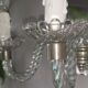 Wall applique, two-pointed glass chandelier, chiseled mirror and steel, 20th