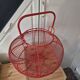 very large vintage red metal basket with handle