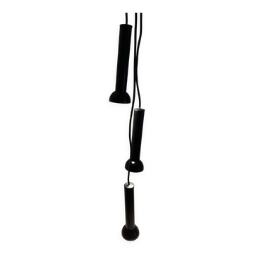Set of 3 ABO Randers Paris black pendant lamps, 1970s-80s