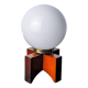 Pine table lamp and opaline globe, popular art, Spain, 1970
