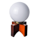 Pine table lamp and opaline globe, popular art, Spain, 1970