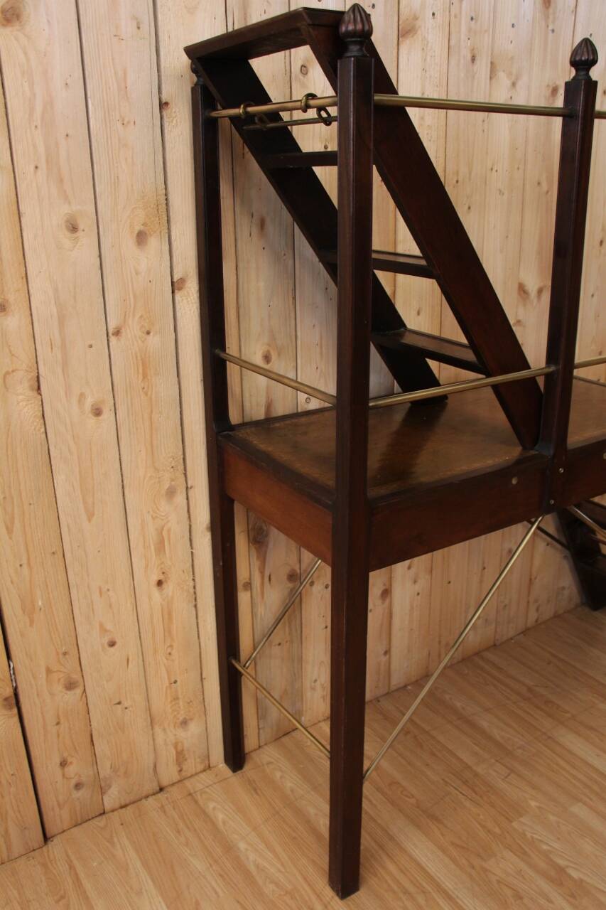 library step ladder in mahogany