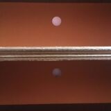 Vintage furniture, bookcase, TV or hi-fi system, sliding door with wheels