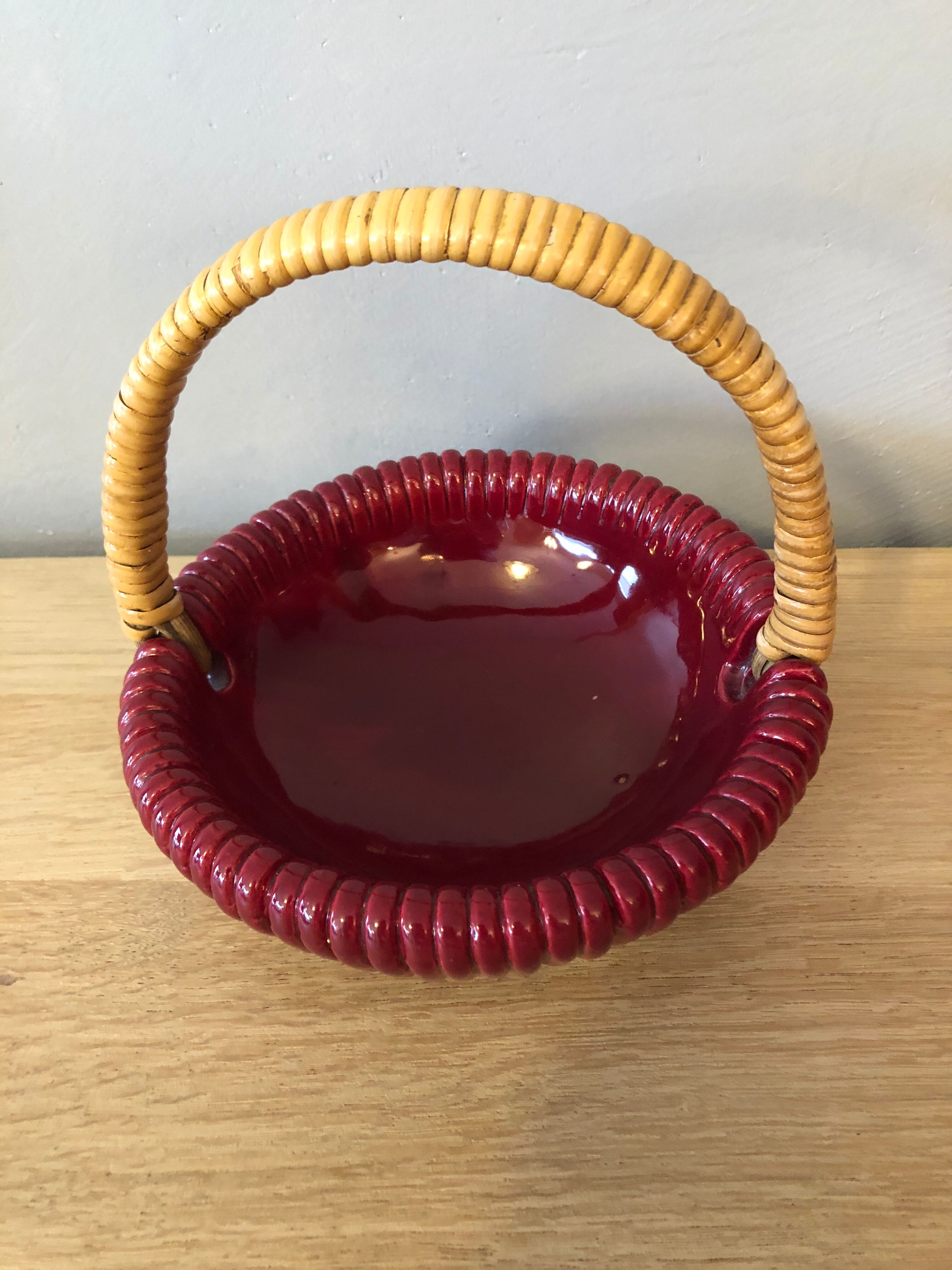 Ceramic and rattan basket