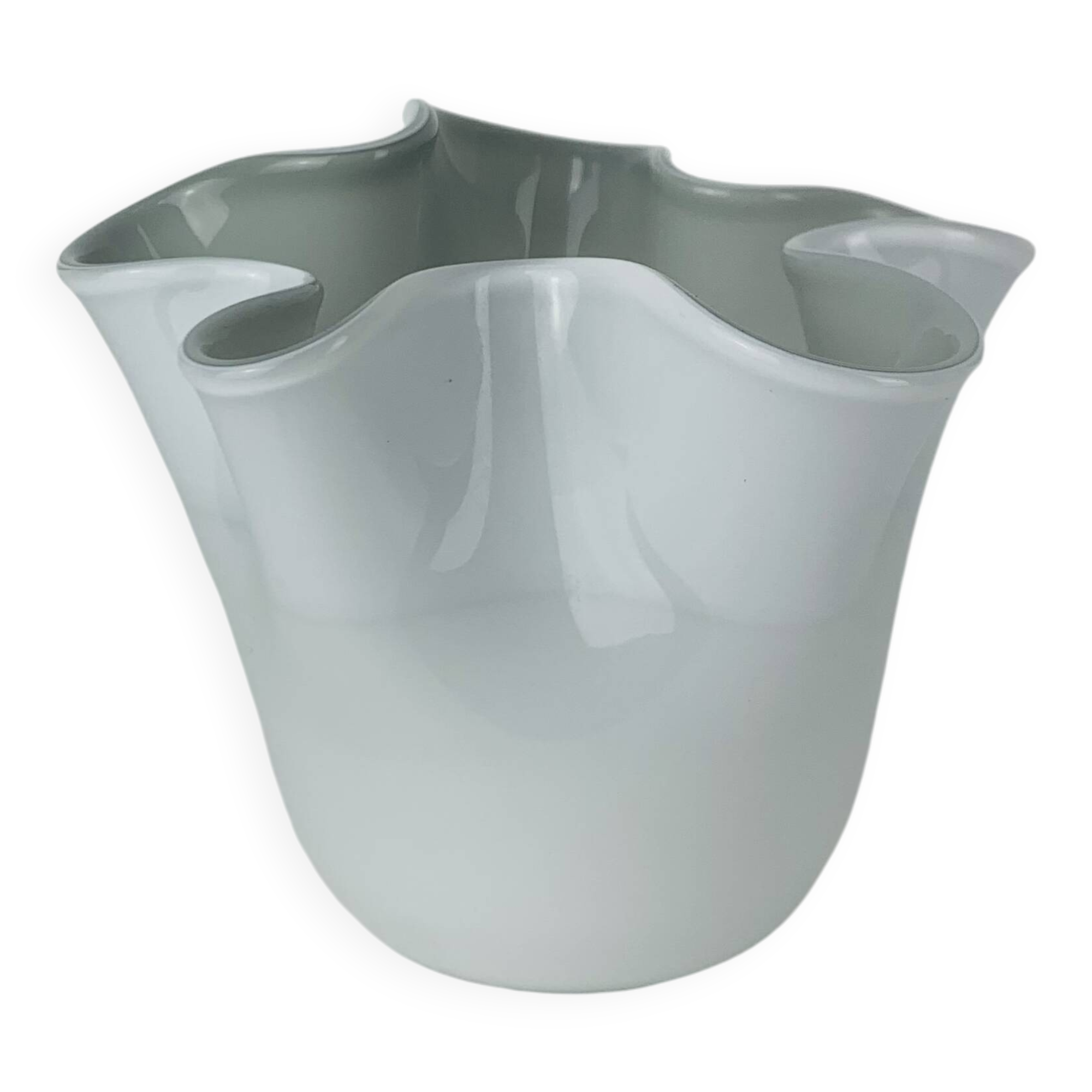 Vintage white glass handkerchief vase