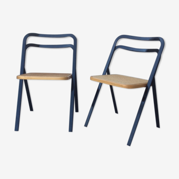2 chaises pliantes cannées vintage Giorgio Cattelan pour Cidue