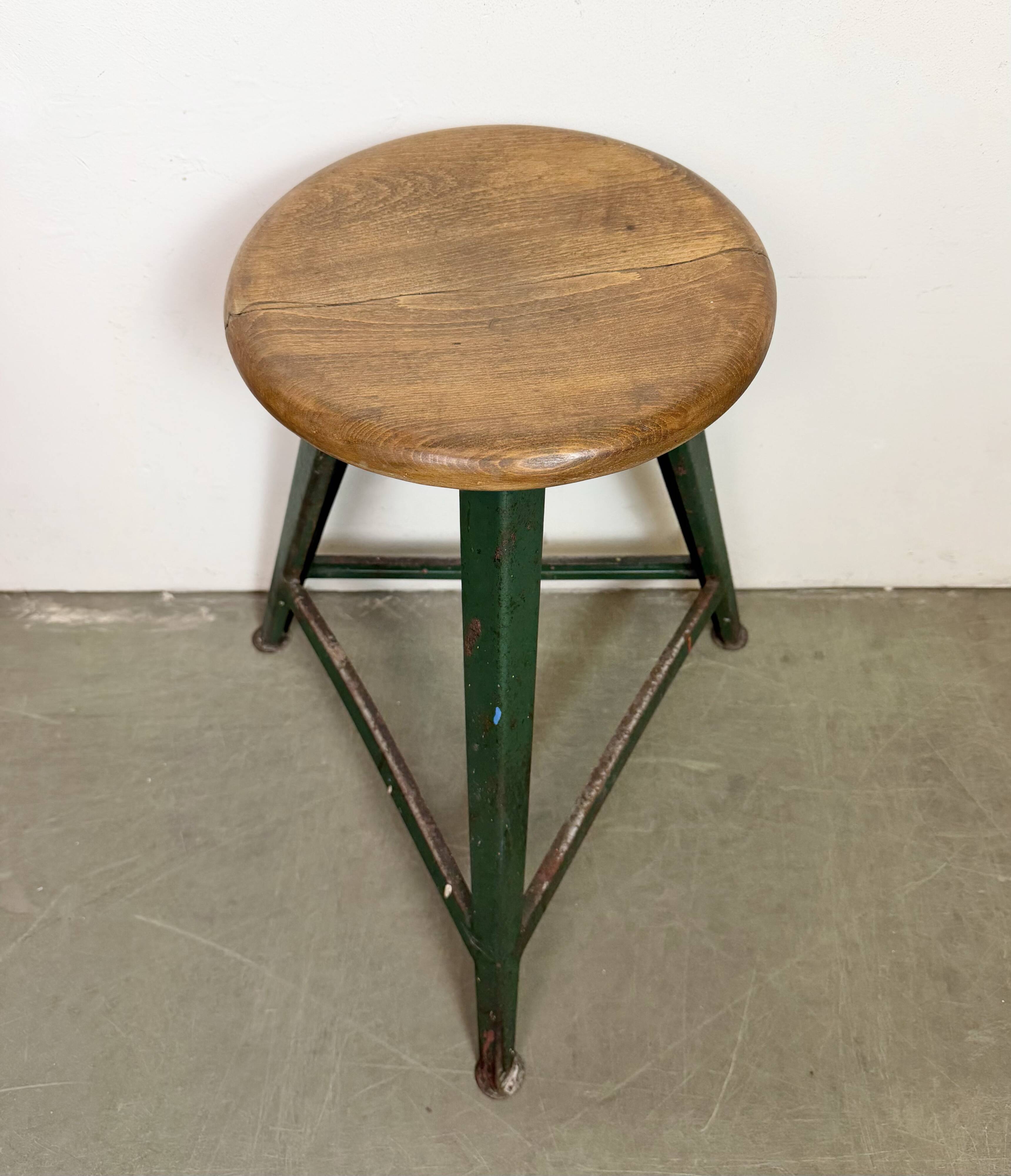 Green Industrial Workshop Stool, 1960s
