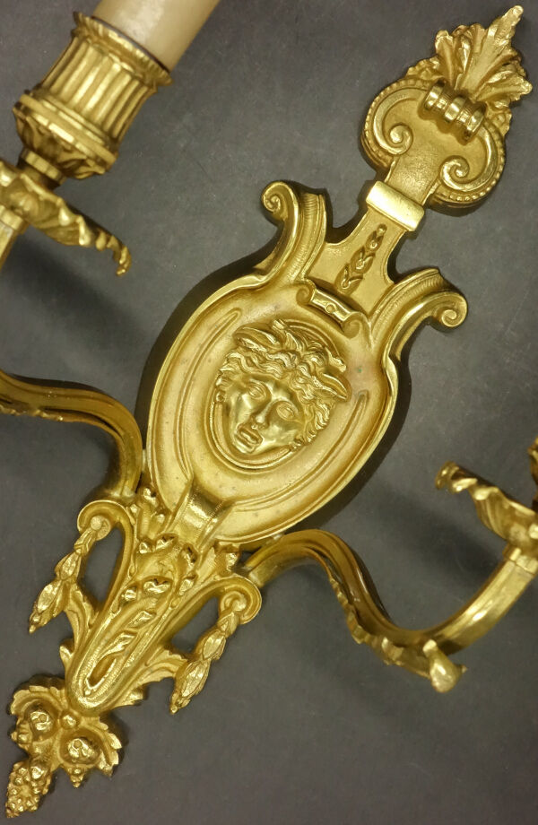 Pair of wall lamps with gorgon Medusa Louis XVI style