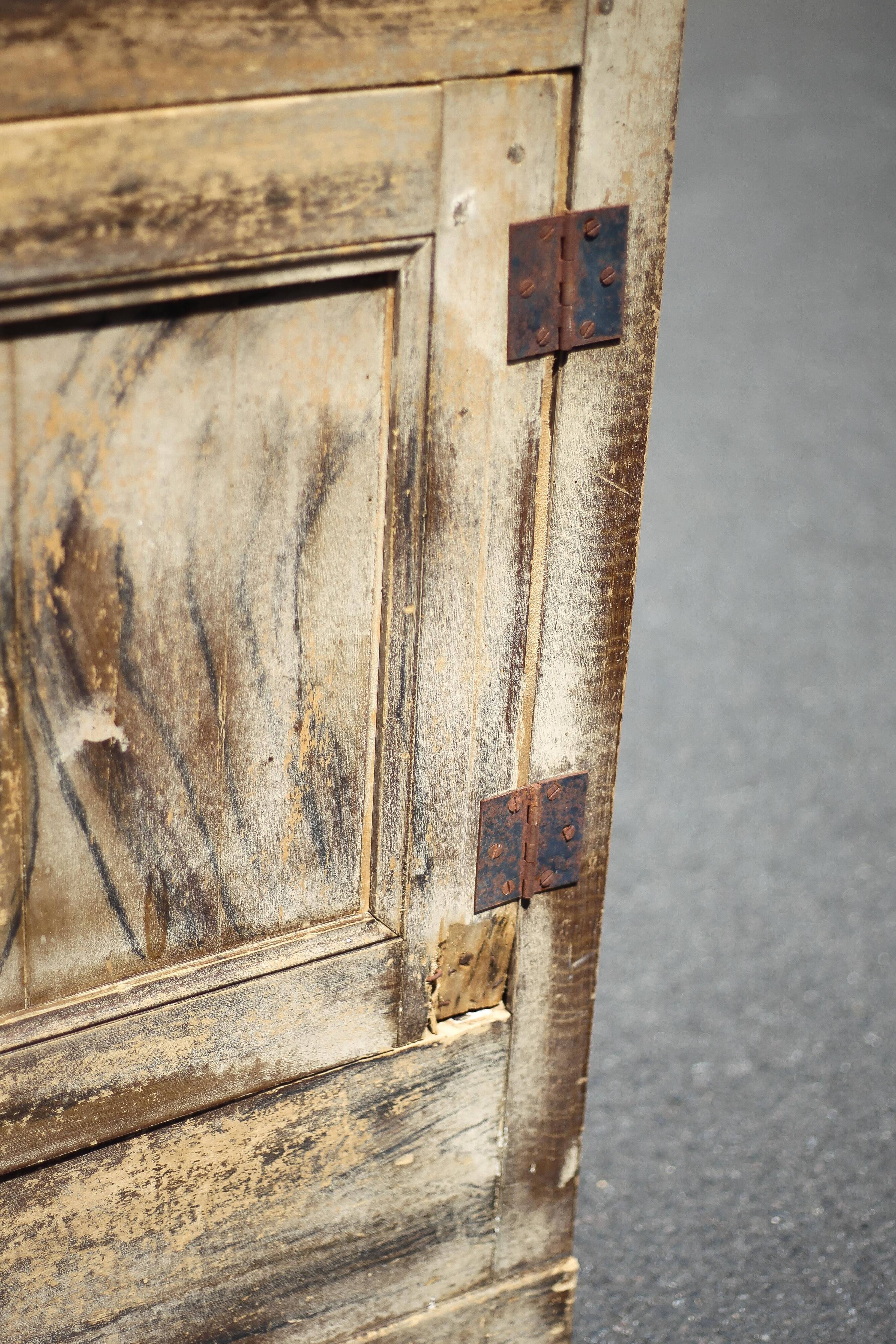 Old wooden sideboard, wooden furniture, brutalist storage furniture