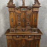Cabinet called "d'Ile-de-France" with two recessed bodies in oak and marble slabs circa 1800