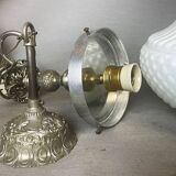 Lustre en verre opalin blanc