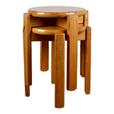 Pair of stackable pine stools