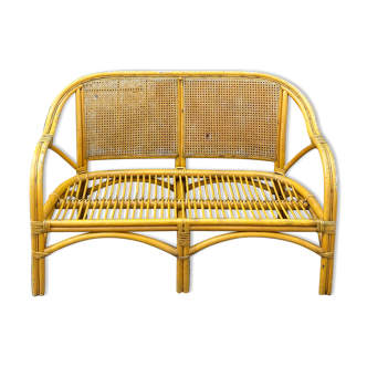 Set of 2 rattan benches as is