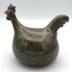Coq vintage en grès émaillé vert olive