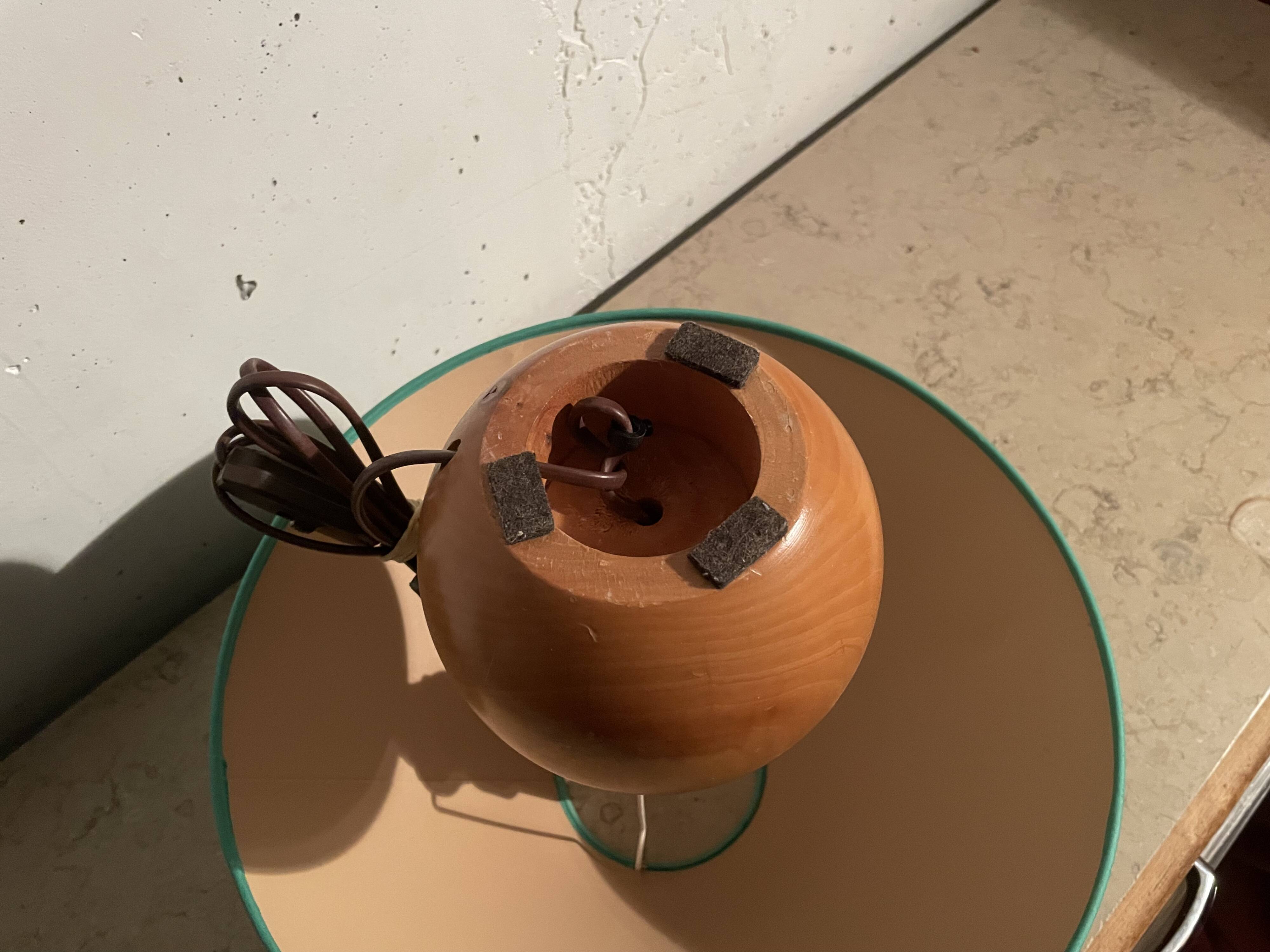 Lampe boule en bois années 80