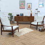 2 reupholstered Scandinavian armchairs