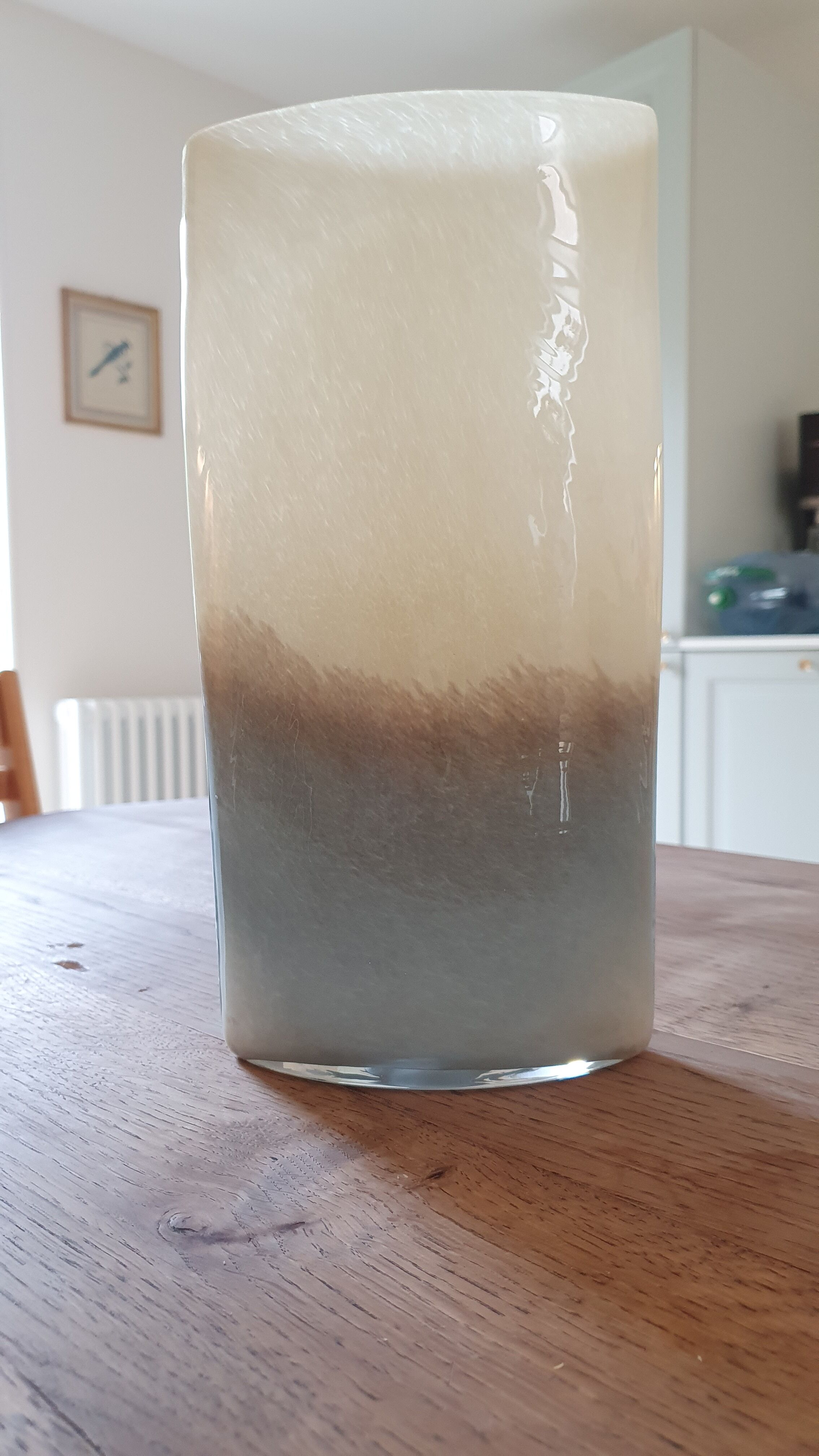 High oval vase in glass effect tie & dye natural gray beige