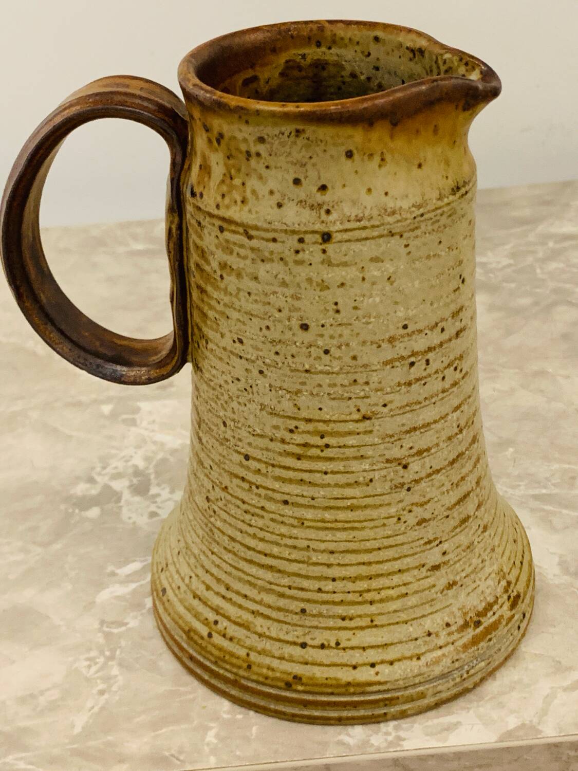 Pitcher/vase in old stoneware, very original shape