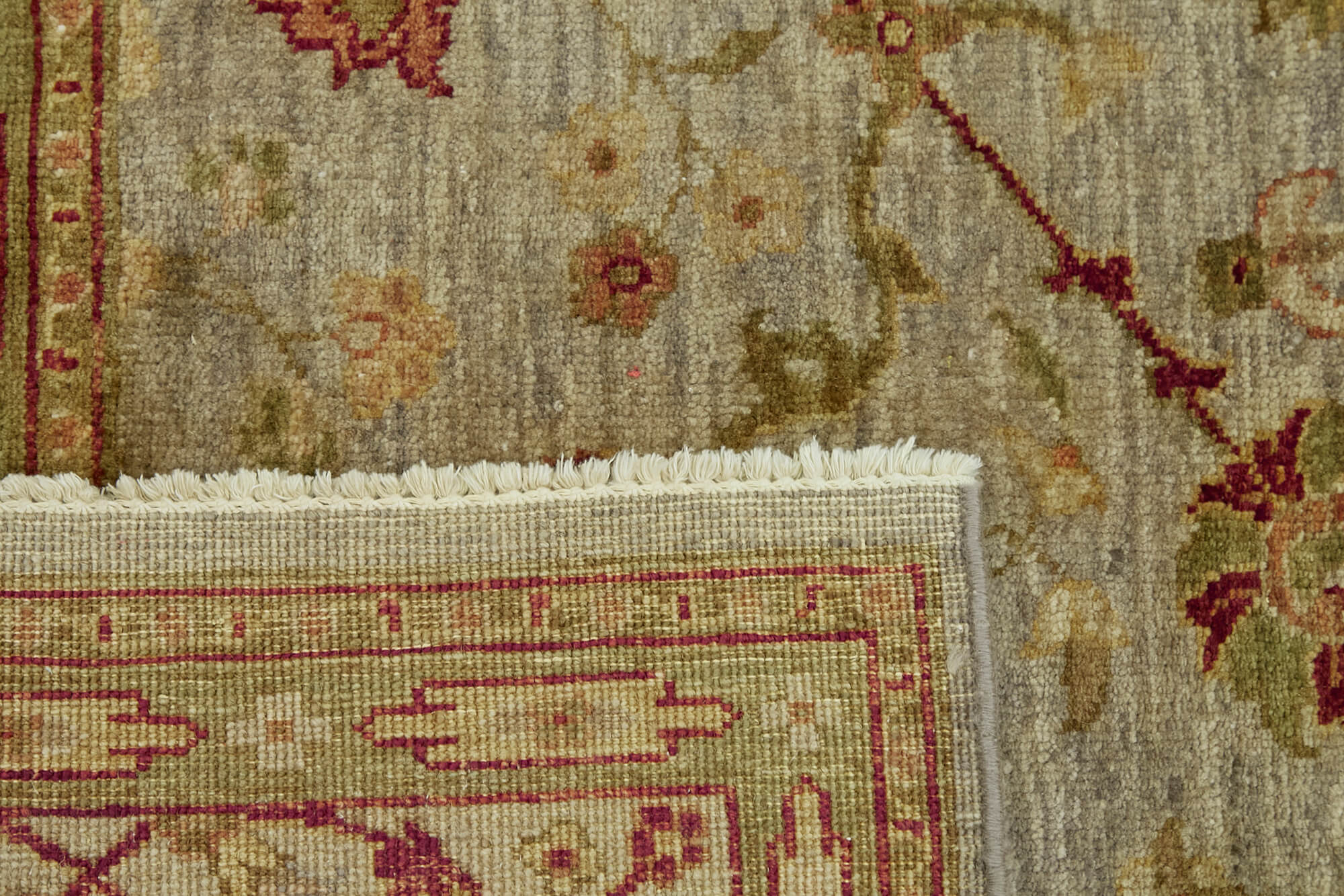 Handmade oriental unique 1980s 273 cm x 365 cm beige wool carpet
