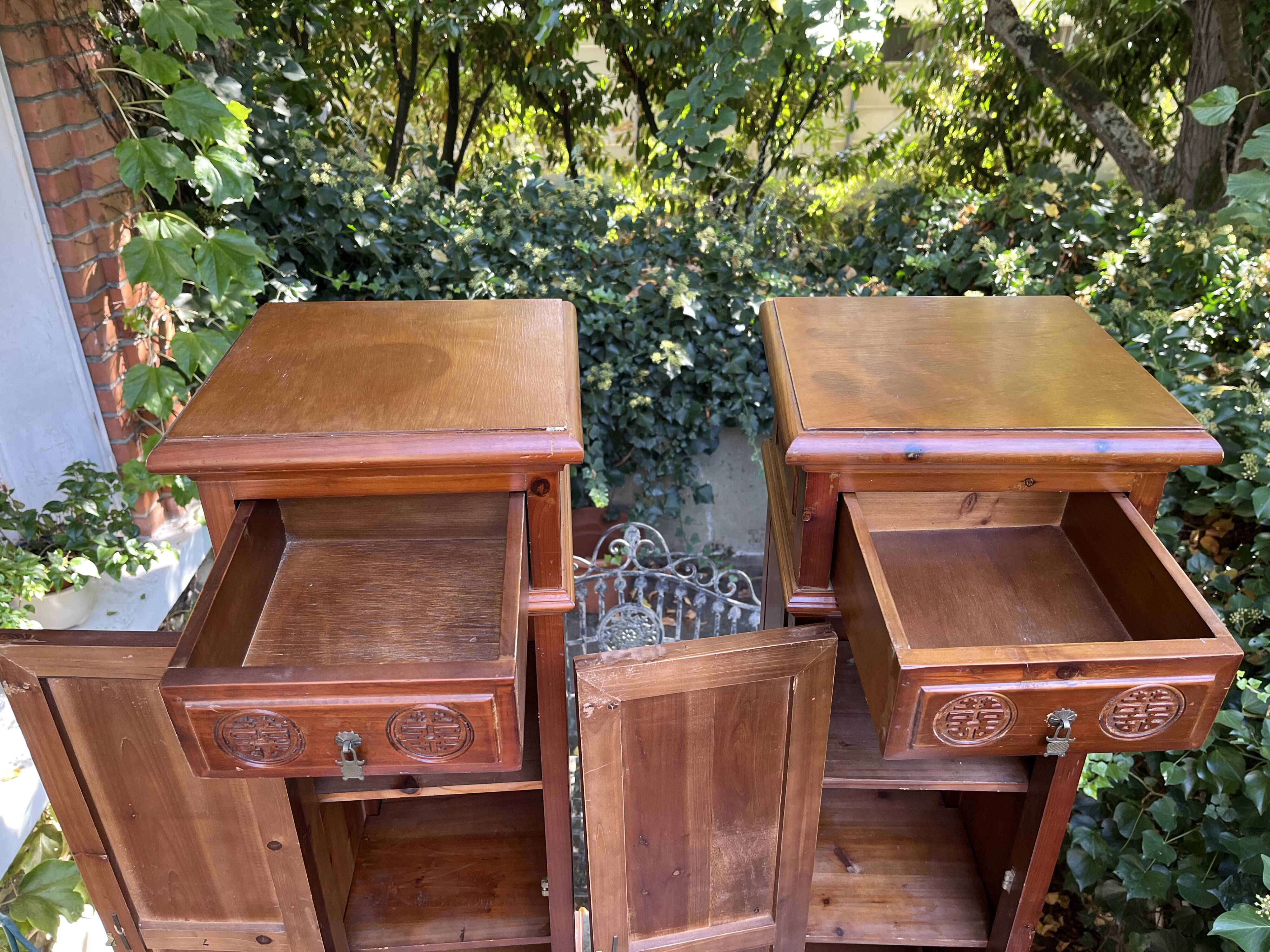 Pair of exotic wood storage columns - China