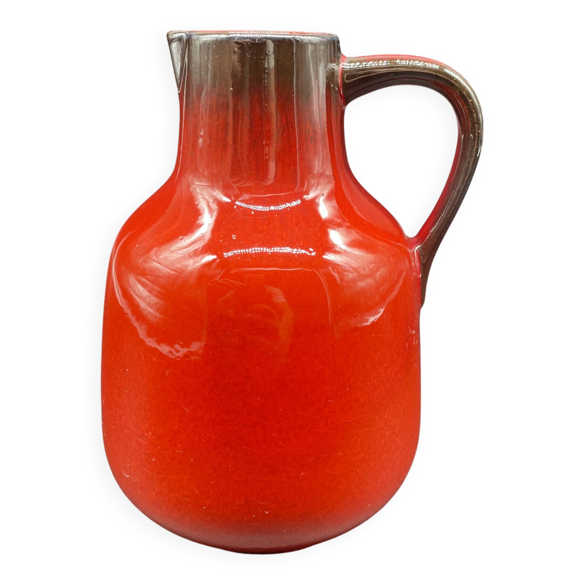 Vintage red ceramic pitcher – Germany, 1960s–70s – Mid-century decor