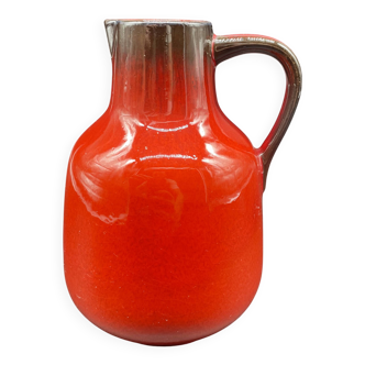 Vintage red ceramic pitcher – Germany, 1960s–70s – Mid-century decor