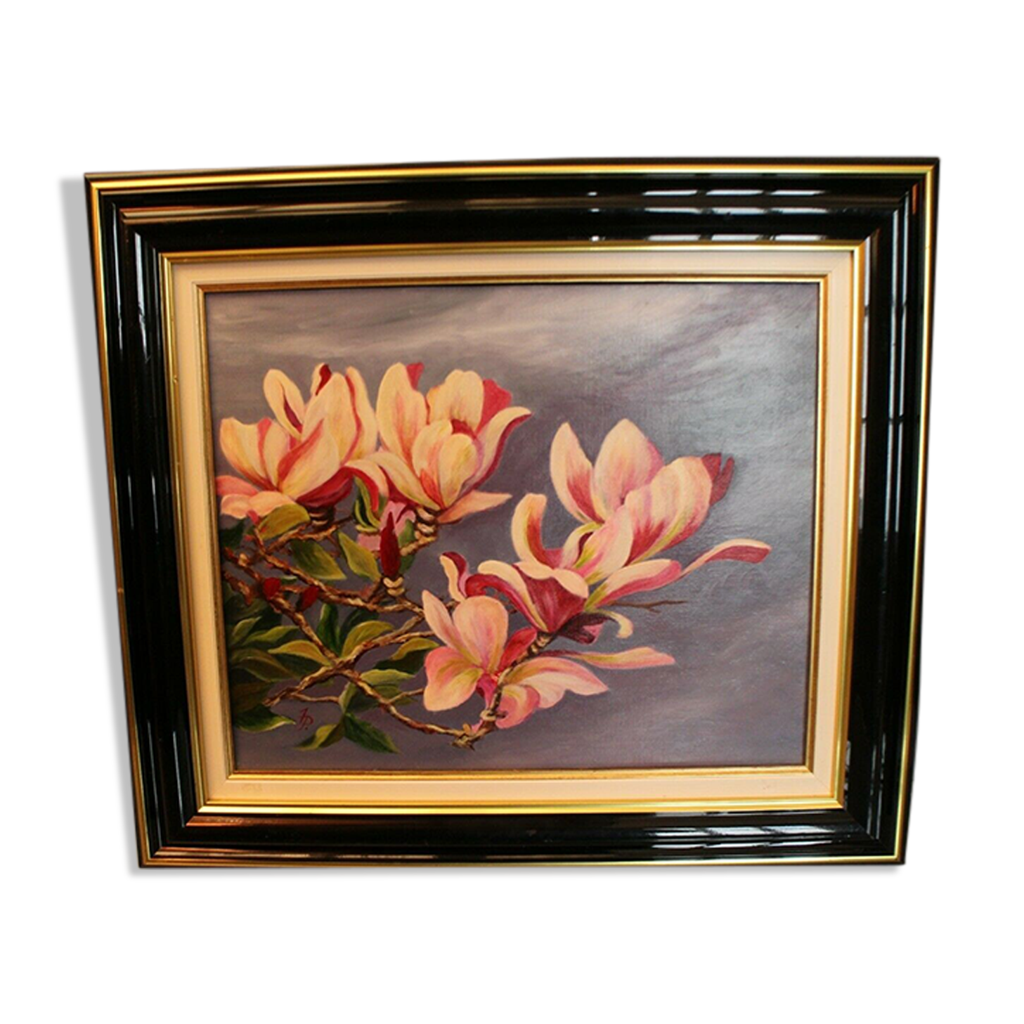 Framed painting signed Patrigeon oil on canvas with the tree in bloom