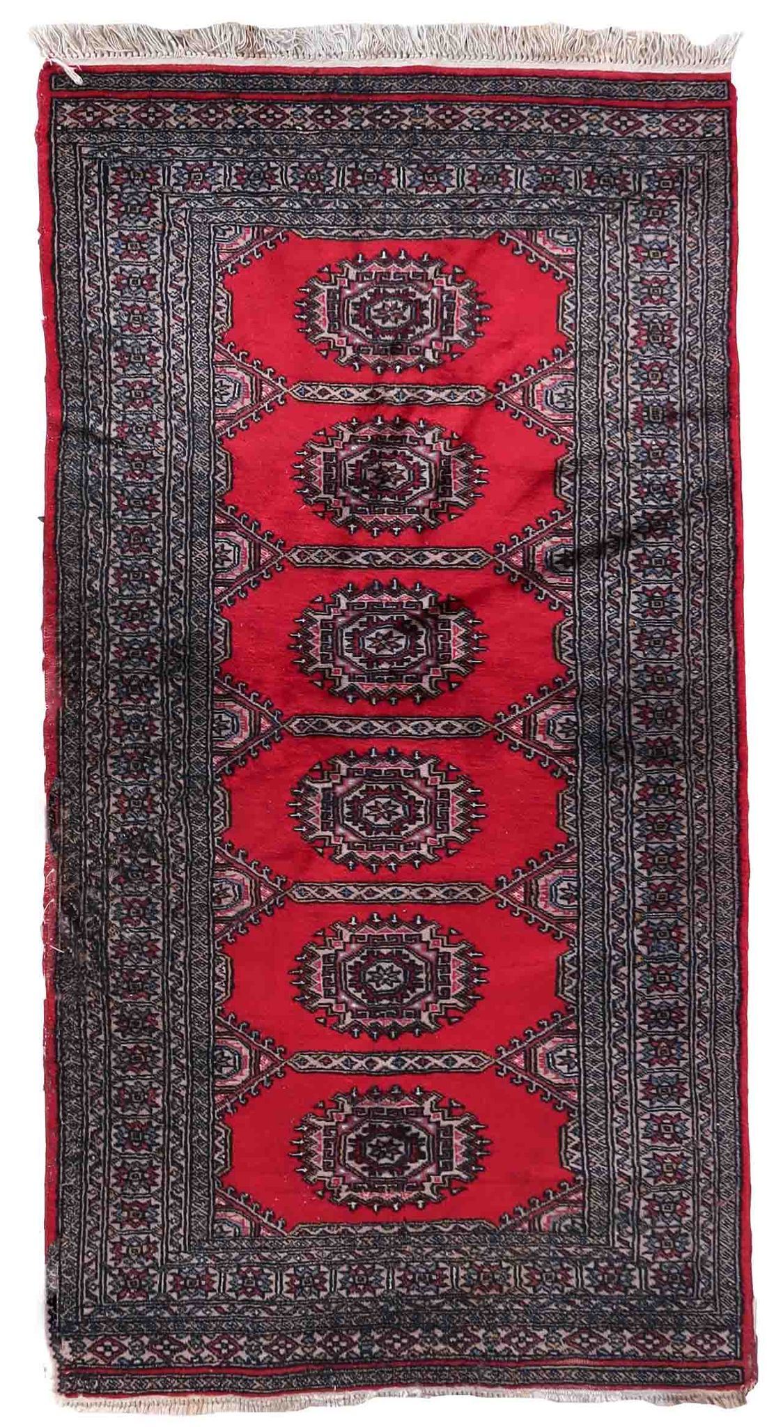 Vintage carpet uzbek bukhara handmade 92cm x 186cm 1970s