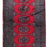 Vintage carpet uzbek bukhara handmade 92cm x 186cm 1970s
