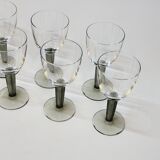 8 Bormioli Rocco Vintage Crystal Water Glasses with Grooved Grey Base