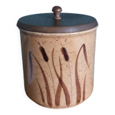 Pot couvert poubelle de table en céramique et bois