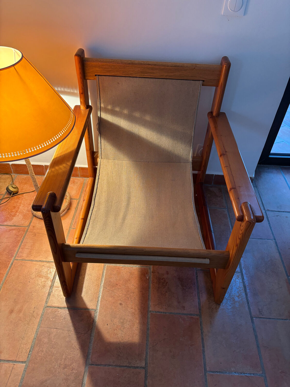 Fauteuil en Pin dans le goût d'Afra et Tobia Scarpa, 1970s