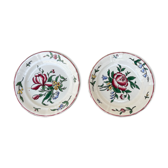 Lot de 2 assiettes Sarreguemines à motif floral