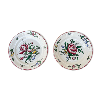 Set of 2 Sarreguemines plates with floral motif