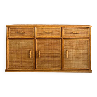 Vintage rattan and bamboo sideboard