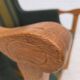 1970s, Danish armchair, green furniture wool, solid oak wood.