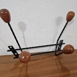 Vintage wall coat rack - Varnished wooden coat rack