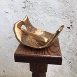 Cendrier bois et bronze vintage, cendrier sur pied, cendrier bronze doré