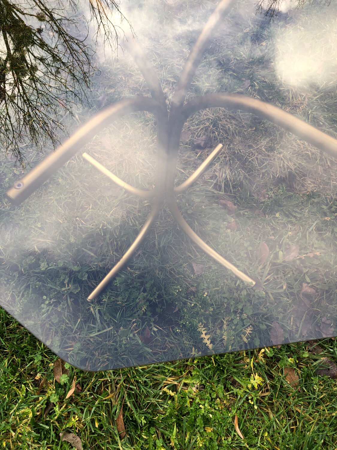 Octagonal table smoked glass