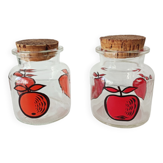 Set of 2 glass jars, fruit decoration
