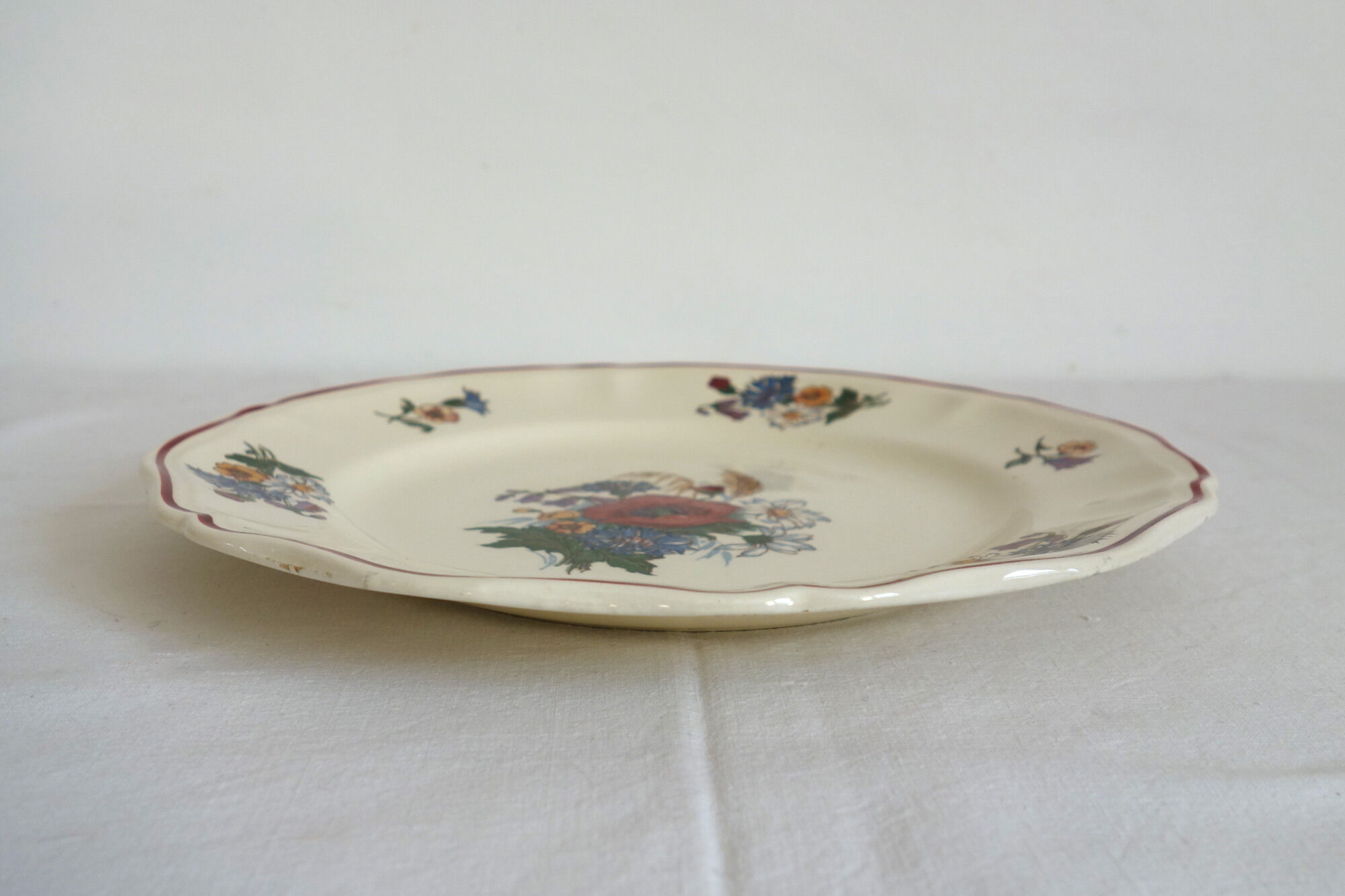 Set of 6 flat plates in earthenware Sarreguemines Model "Agreste" vintage