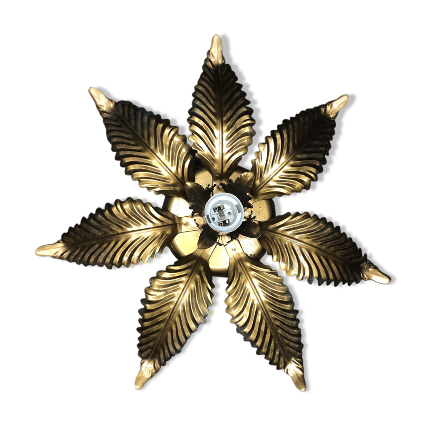 Vintage gold metal flower wall light
