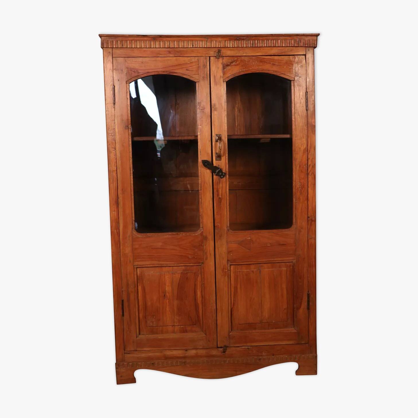 Antique Art Deco display cabinet in Burmese teak.