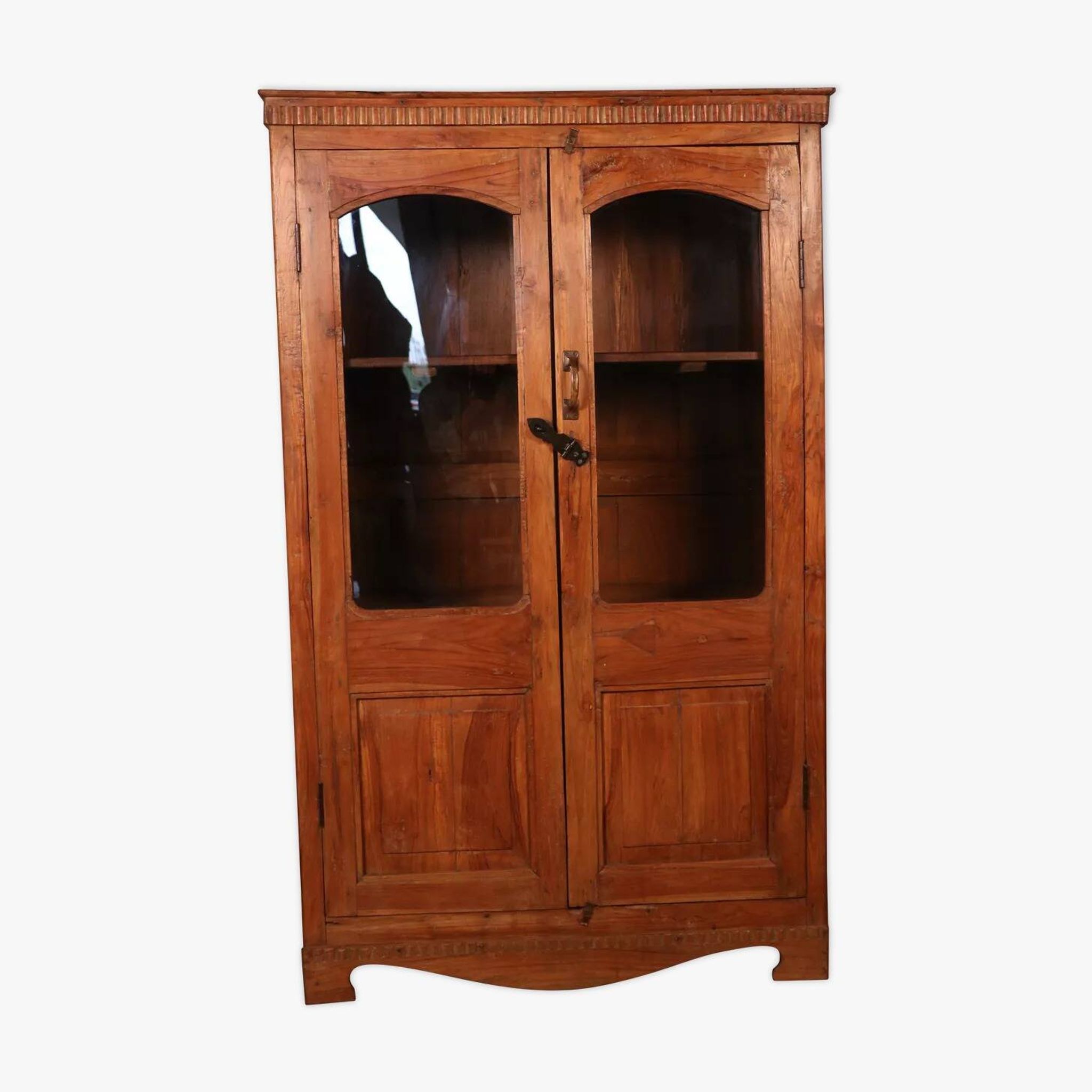 Ancienne vitrine bibliothèque art déco en teck birman