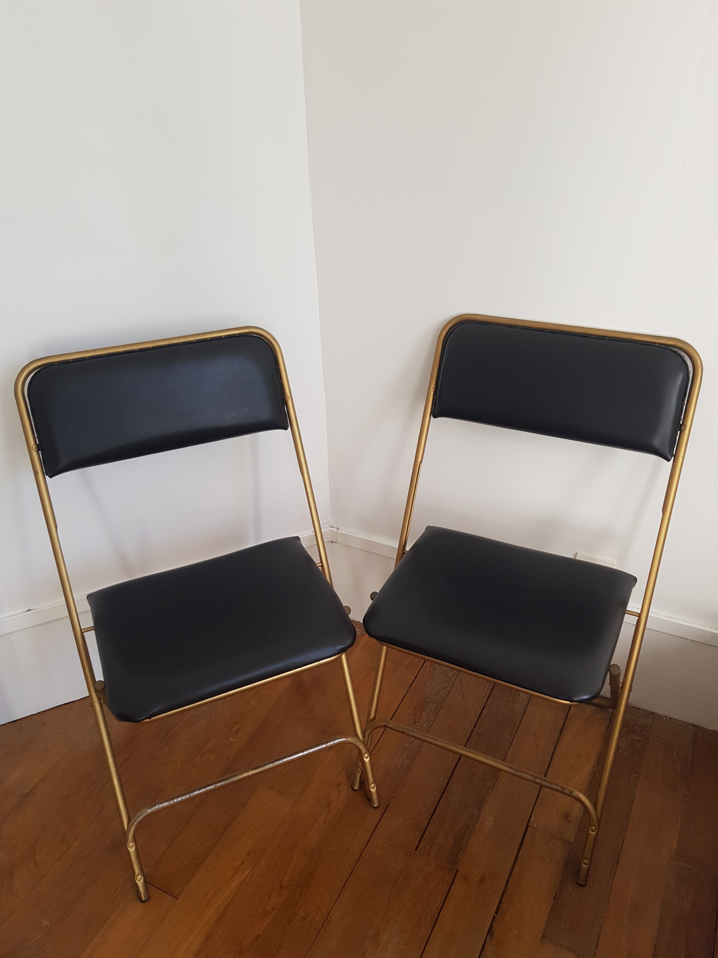 Set of 2 folding chairs in skai and metal