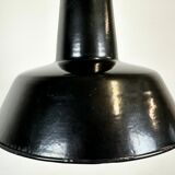 Industrial Black Enamel Factory Lamp with Cast Iron Top, 1960s