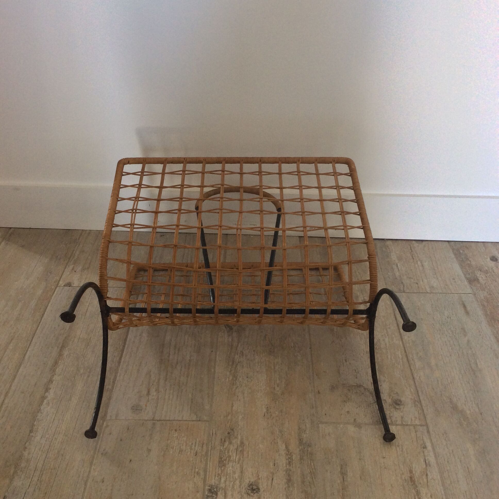 Rattan and iron magazine holders