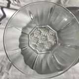 Art Deco glass cup with sandblasted flowers